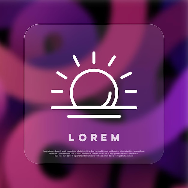 Значок солнца Солнечный день Концепция погоды Стиль Glassmorphism Значок векторной линии для бизнеса и рекламы
