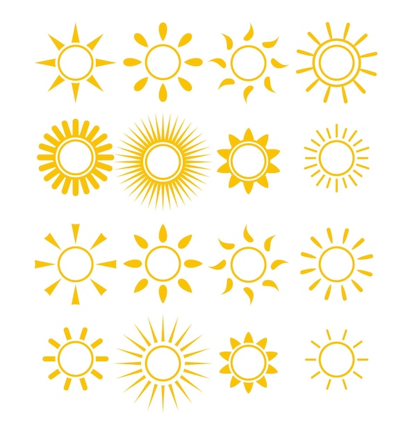 Sun icon vector symbol set collection