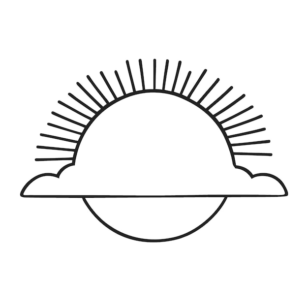 sun icon with clouds vector illustration line art