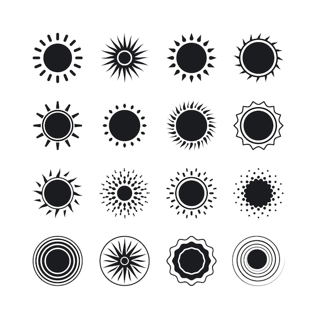 Sun icons. black sun set