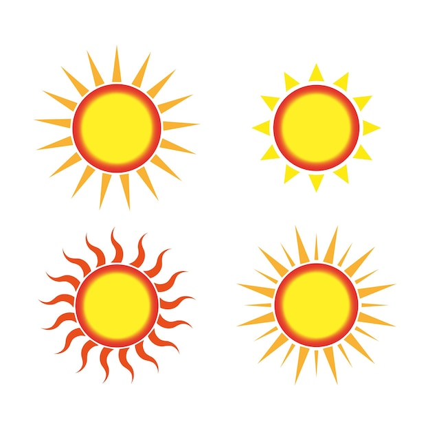 Sun icons on light background. cartoon sun icons. vector illustration.