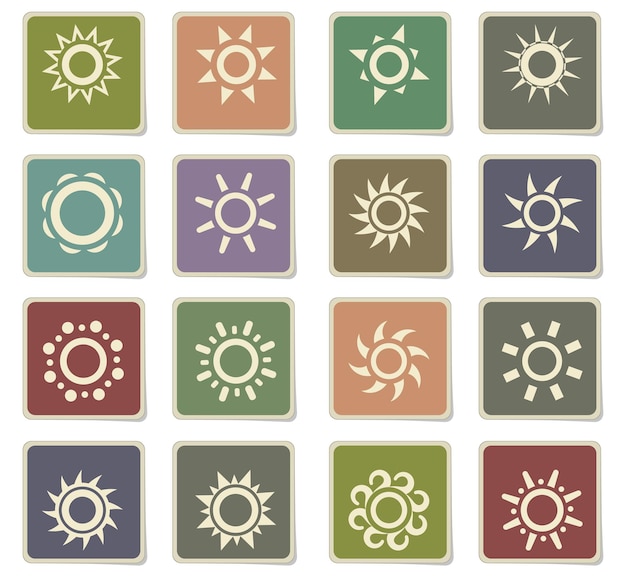 Sun icons on paper stickers