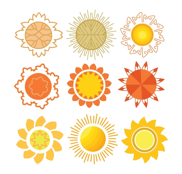 Vector sun icons set