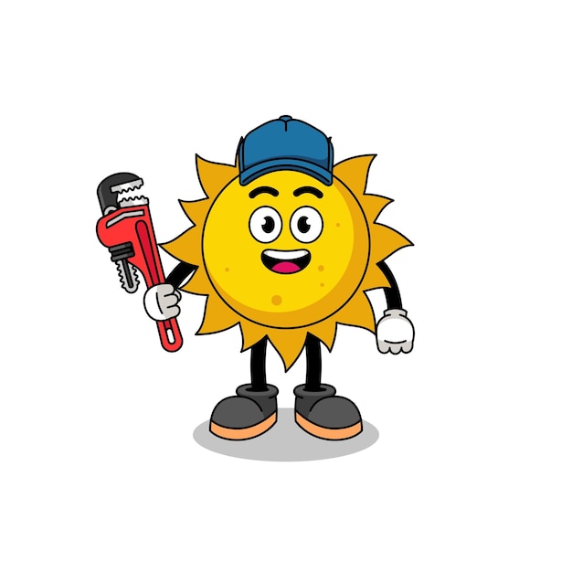 Sun illustration cartoon as a plumber