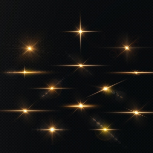 The sun is shining bright light rays with realistic glare light star gold christmas