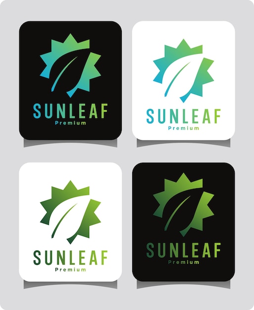 sun leaf logo design template