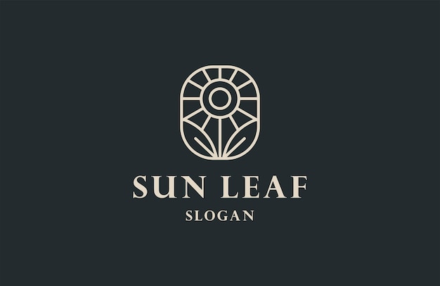Sun leaf logo template vector illustration design