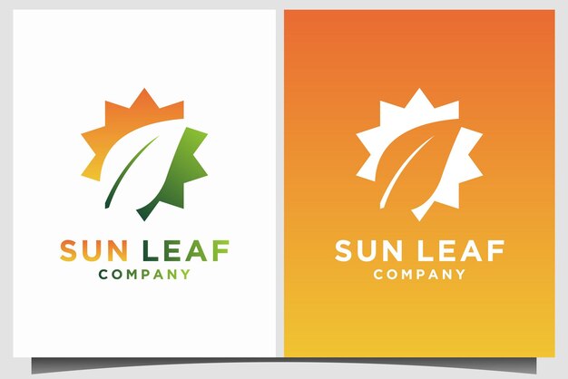 Sun leaf nature logo design vector template