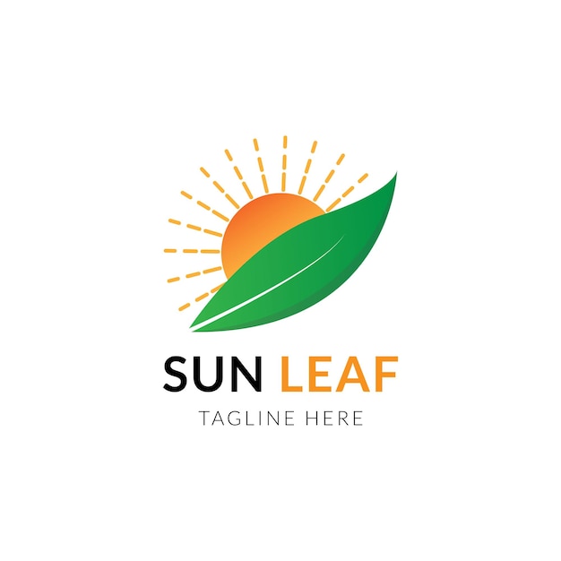 Sun leaf nature logo design