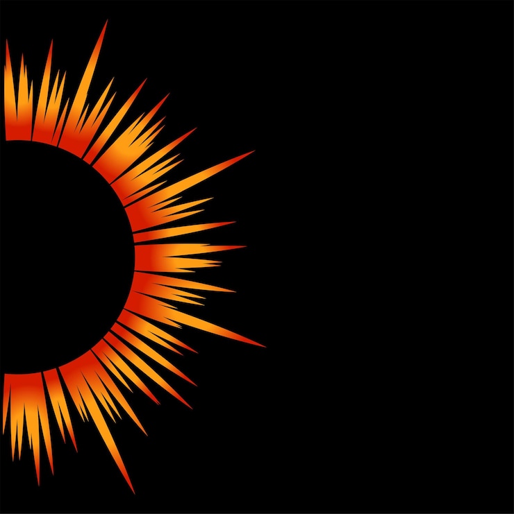 Vector sun light ring vector illustration on back square background