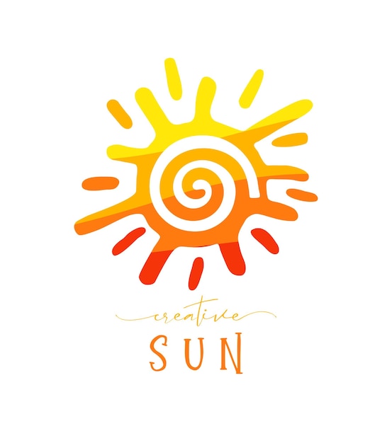 Sun logo concept Isolated sign Cute icon Spring or summer holidays symbol Creative style