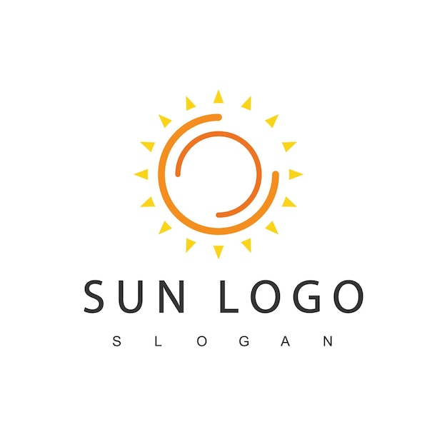 Modello di progettazione del logo del sole, icona del sole creativa astratta