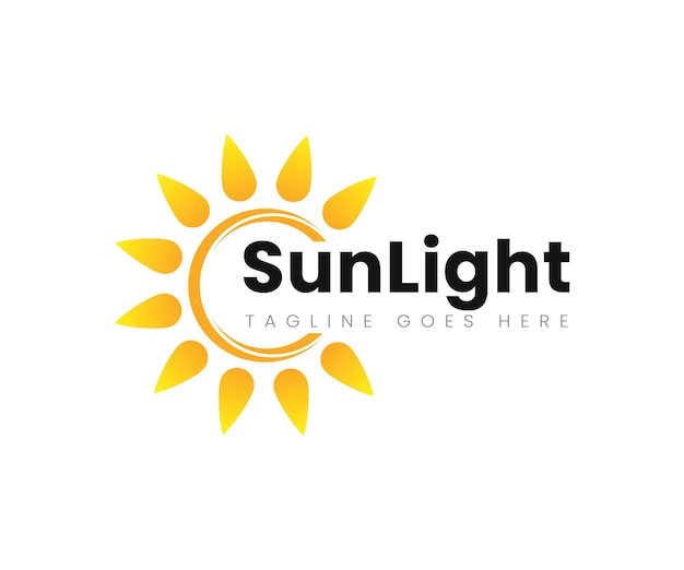 太陽のロゴ デザイン テンプレートまたは太陽イラスト ロゴ ベクトル アイコン テンプレート