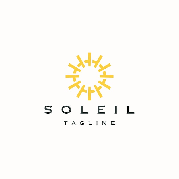 Vettore piatto del modello di progettazione dell'icona del logo del sole