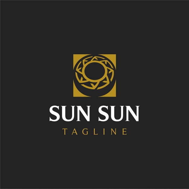 Sun logo with rectangle geometric sun logo vector star and sun logo design