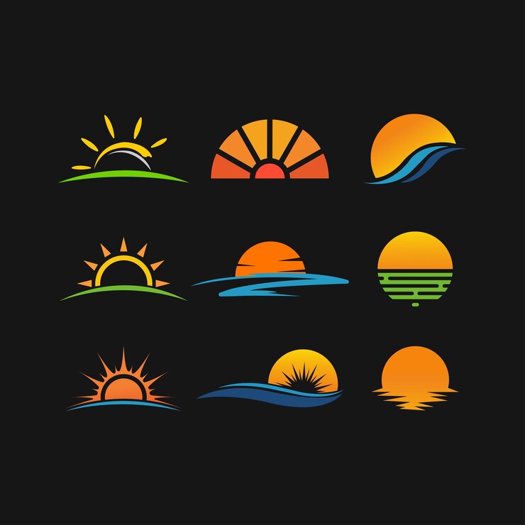 Vector sun logos collection symbol designs for business