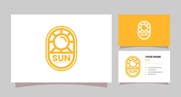 Vector sun monoline-logo met visitekaartje