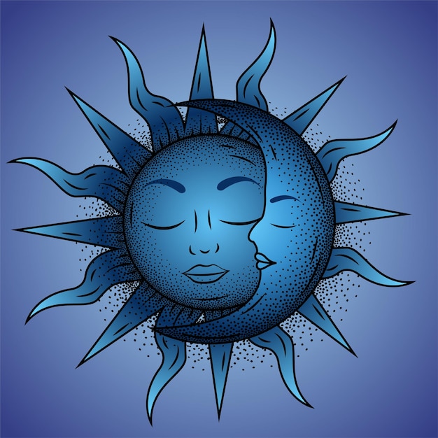 Vettore disegno del sole e della luna