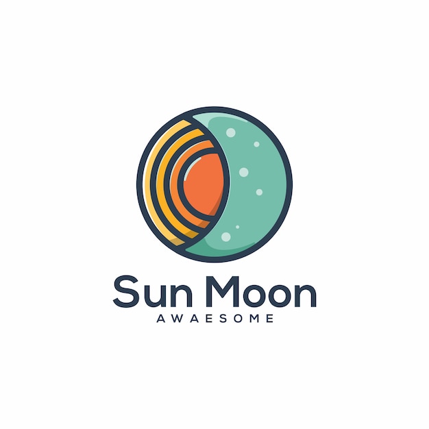 Sun moon logo template vector