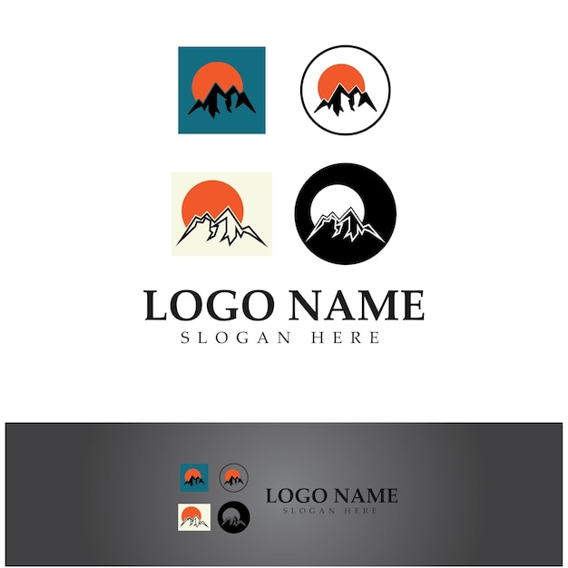 Sun Mountain Logo Icon Design Stock Illustratie