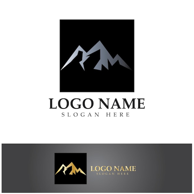 Sun Mountain Logo Icon Design stock illustration