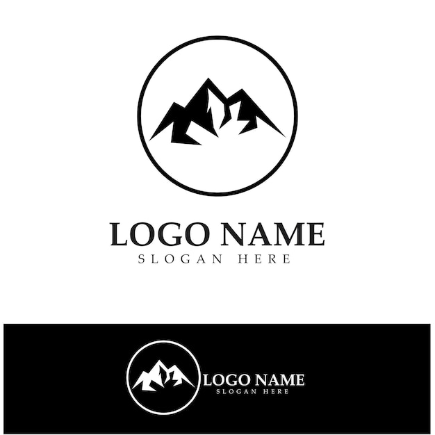 Sun Mountain Logo Icon Design stock illustration