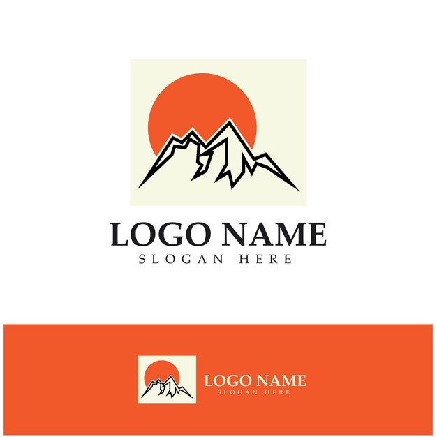 Sun Mountain Logo Icon Design stock illustration