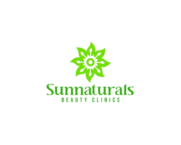 Logo del mandala naturale del sole logo delle foglie verdi logo dell'hotel di lusso nella natura