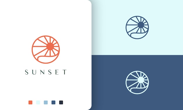 Sun or ocean logo with simple and modern circle shape