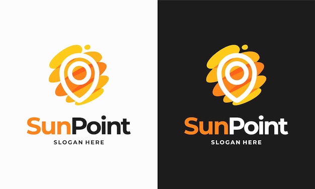 Sun Point 로고 디자인 개념 벡터 Sun Hunter Spot 로고 템플릿 아이콘