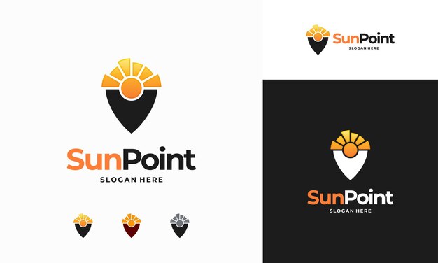 Логотип Sun Point разрабатывает концептуальный вектор Значок шаблона логотипа Sun Hunter Spot Logo