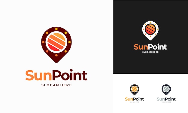Sun Point-logo ontwerpt concept vector Sun Hunter Spot Logo-sjabloonpictogram