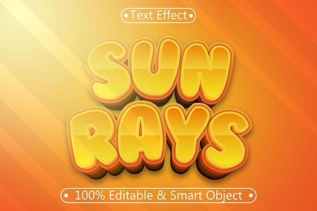 Vector sun rays editable text effect 3 dimension emboss modern style