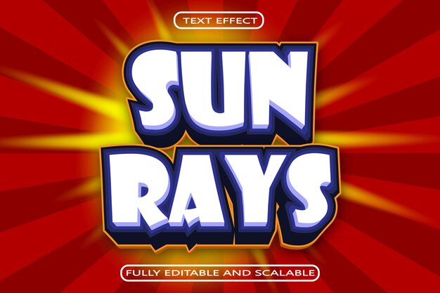 Sun rays editable text effect 3 dimension emboss modern style