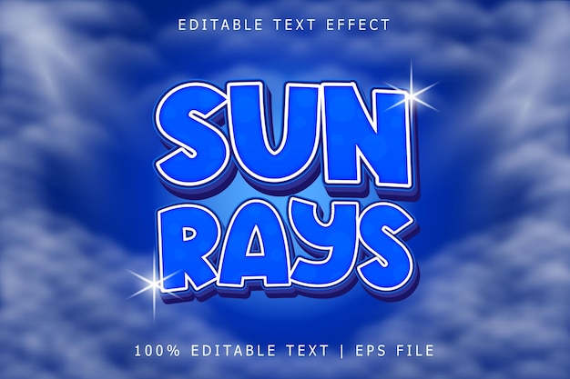 Sun Rays Editable Text Effect 3 Dimension Emboss Modern Style