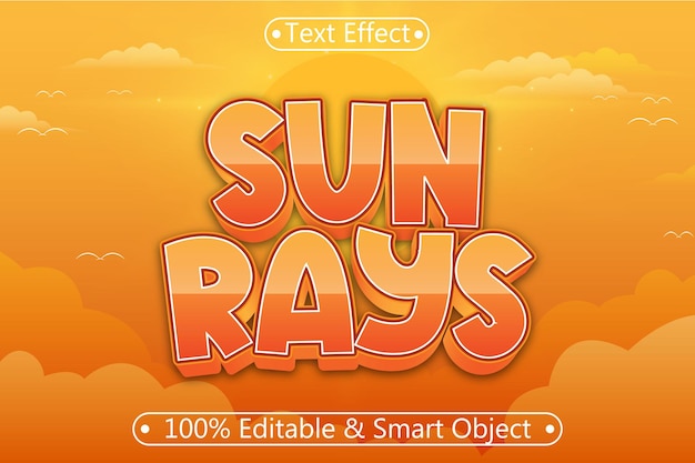 Sun Rays Editable Text Effect 3D Emboss Modern Style