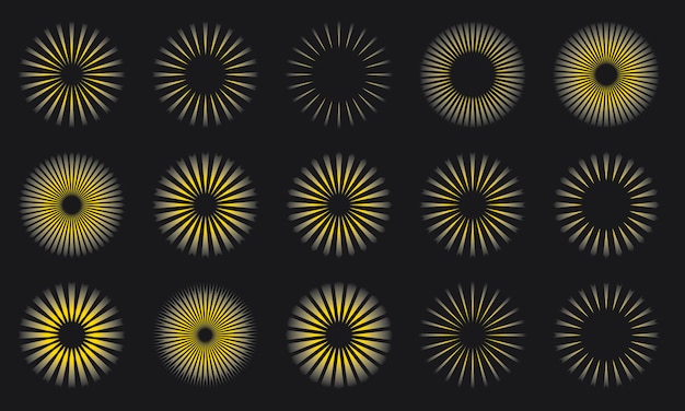 Vector sun rays icon set shine and burst