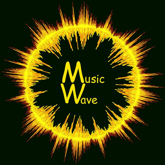 Sun rays round music wave background illustrazione del lettore di impulsi audio luminoso moderno vector digital sunburst banner colorato della forma d'onda