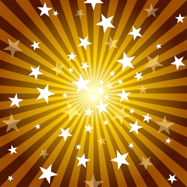 Vector sun rays and stars background