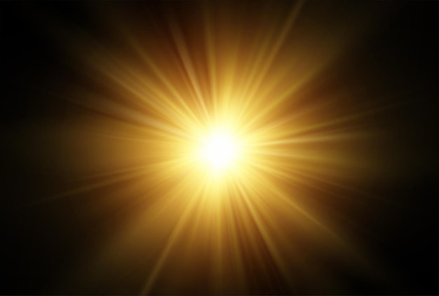 Sun rays transparent effect isolated on black background