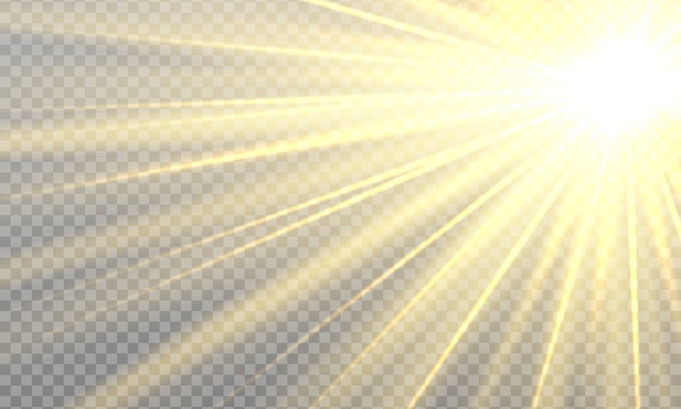 Vector sun rays with beams isolated on transparent background