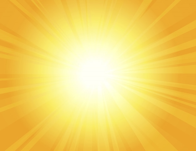 Esponga al sole i raggi con i raggi di sole su un fondo arancio, il colore giallo luminoso ha scoppiato il fondo, l'alba, le retro linee rotonde gialle, lo starburst, ha scoppiato la luce solare dell'estate ,.