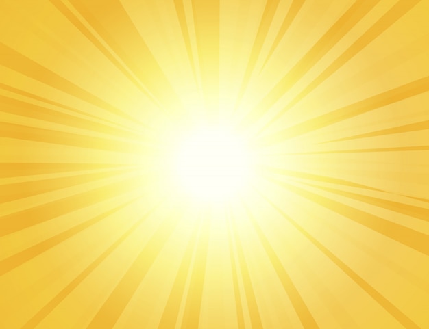 Sun rays with sunbeams on an orange background.