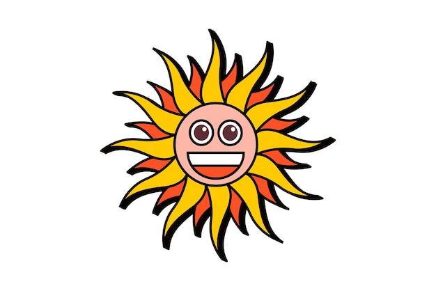 sun retro flat sticker design