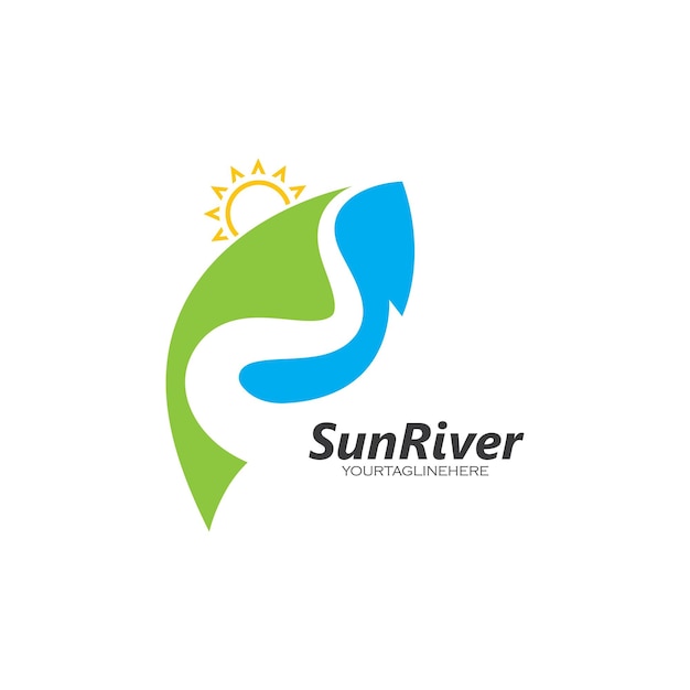 Sun river logo icon vector illustration