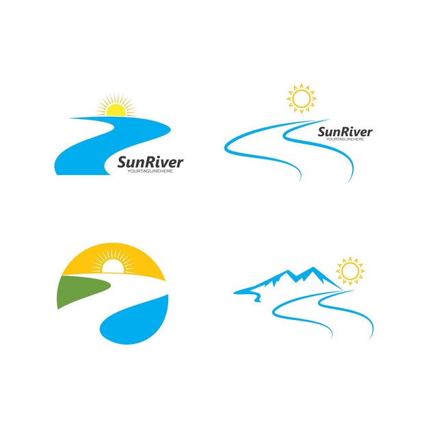 Sun river logo icon vector illustration