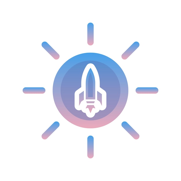 Vector sun rocket logo gradient design template icon element