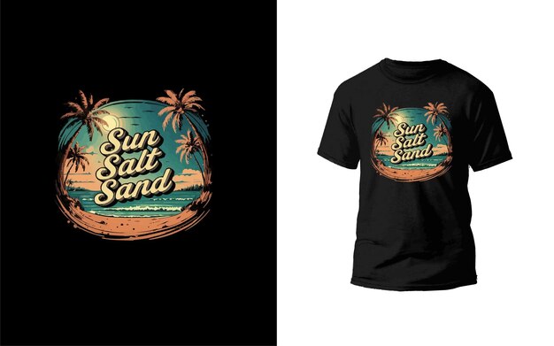 Sun salt sand creative artwork vector print tshirt design