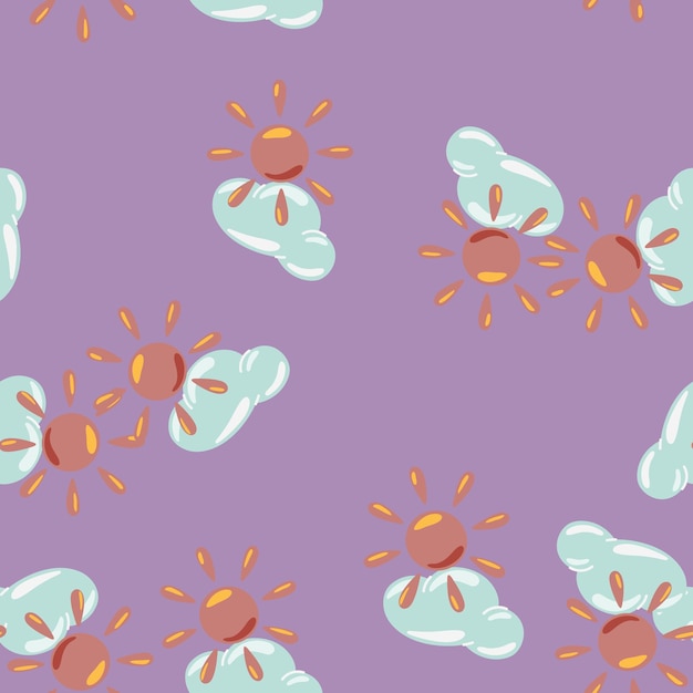 Sun seamless pattern in doodle style