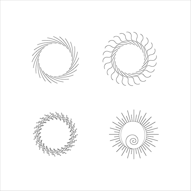 Vector sun shape icon black and white illustration